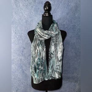 Chico's Black and White Striped Satin Scarf